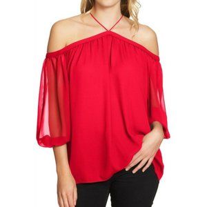 1. State Off the Shoulder Sheer Chiffon Blouse